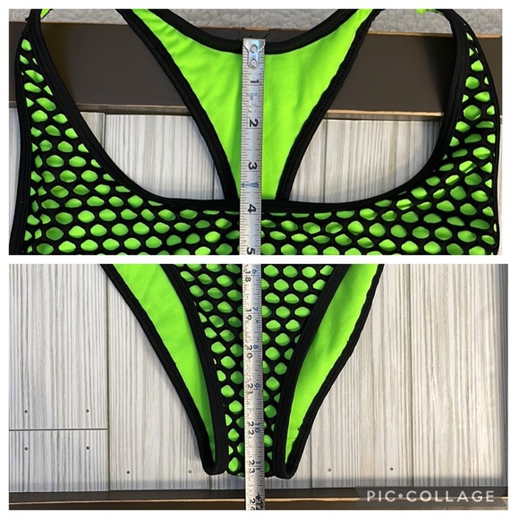 💥 Lime Green & Black Net One Piece Swimsuit | Small - Picture 11 of 12
